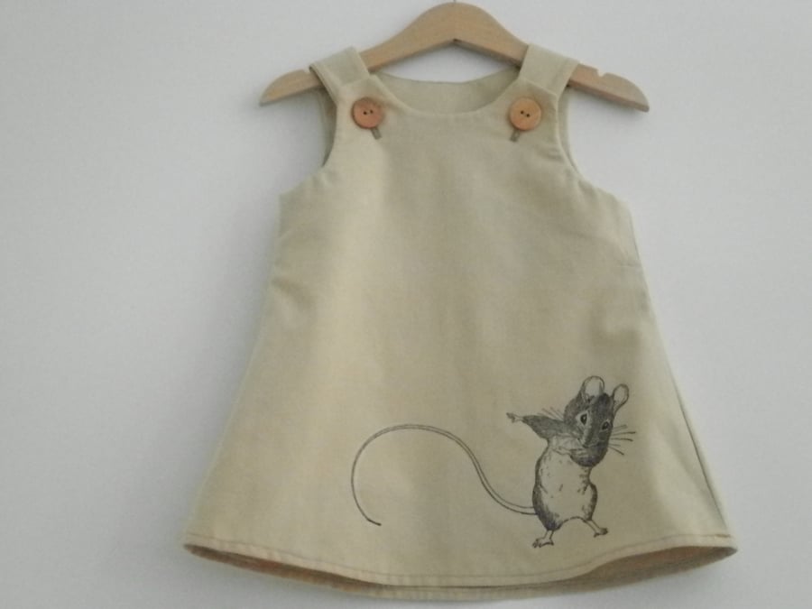 Dancing mouse cotton twill dress, 6 months to 6 years. 