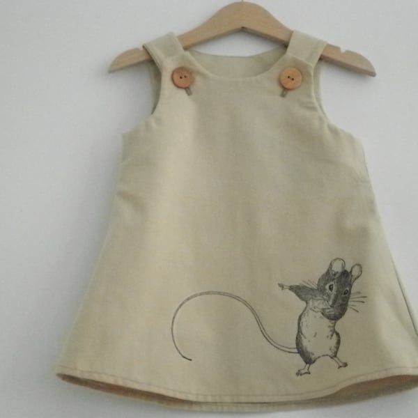 Dancing mouse cotton twill dress, 6 months to 6 years. 