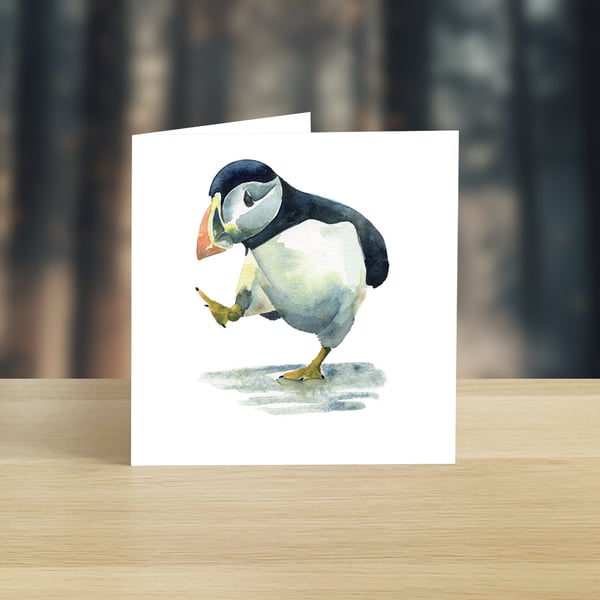 Dancing Puffin greeting card (blank)