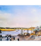 Topsham Quay Exeter Devon Watercolour and Ink Painting Mounted - Image 1