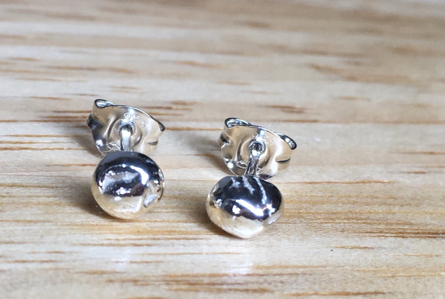 Handmade Melted Recycled Silver Stud Earrings