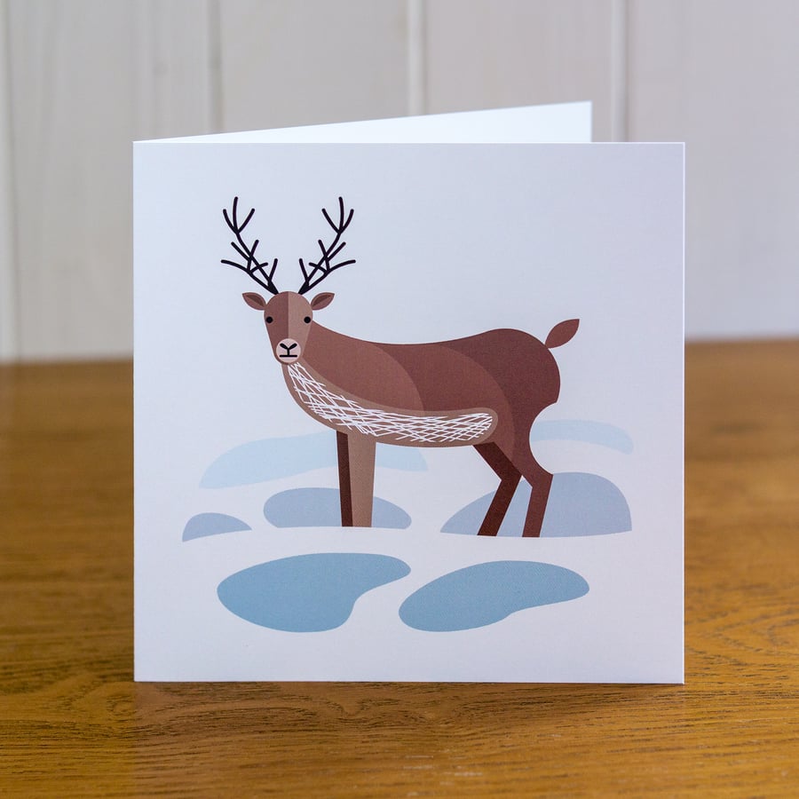 Reindeer Christmas card, Winter card, blank inside