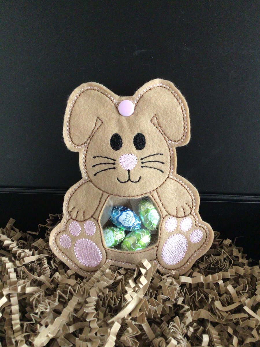 Easter gift bags. Large. Bunny, pink. Brown.