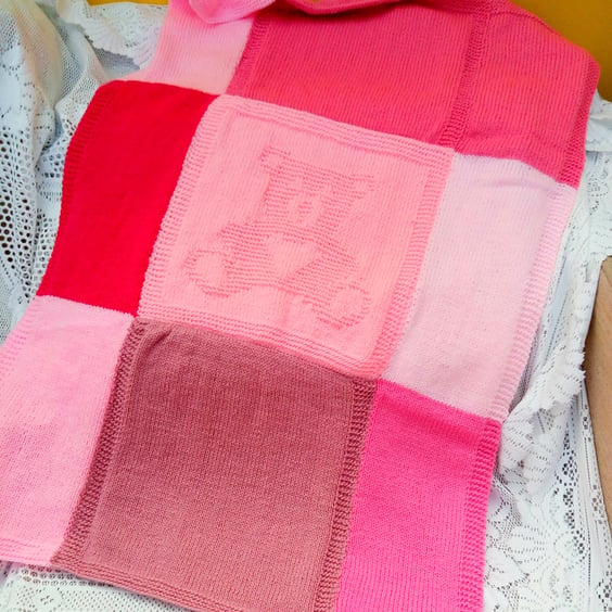 Shades of Pink Teddy Baby Blanket, Coming Home Blanket, Baby Shower Gift