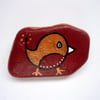 Robin brooch, badge made from beach pottery