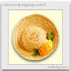 Reduced - Straw Hat Trimmed with Lemon and Gold Roses