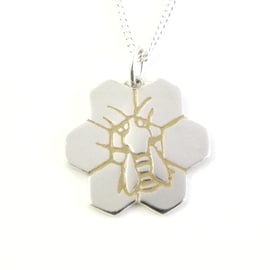 Bee Pendant, Silver Wildlife Jewellery, Nature Necklace