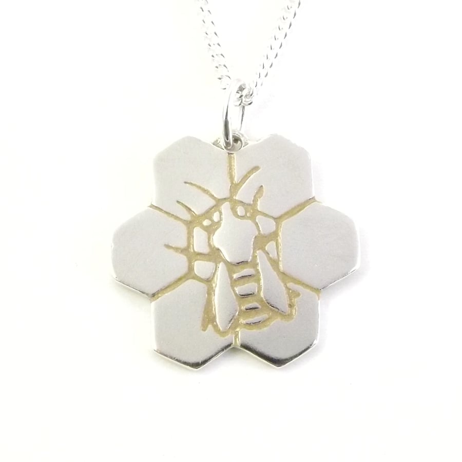 Bee Pendant, Silver Wildlife Jewellery, Nature Necklace