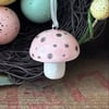 Ceramic tiny Easter egg toadstool pink