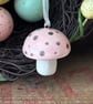 Ceramic tiny Easter egg toadstool pink