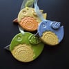 Sale Set of three ceramic bright summer bird decorations