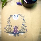 Flower Moon Hand painted Limited edition signed Greetings card