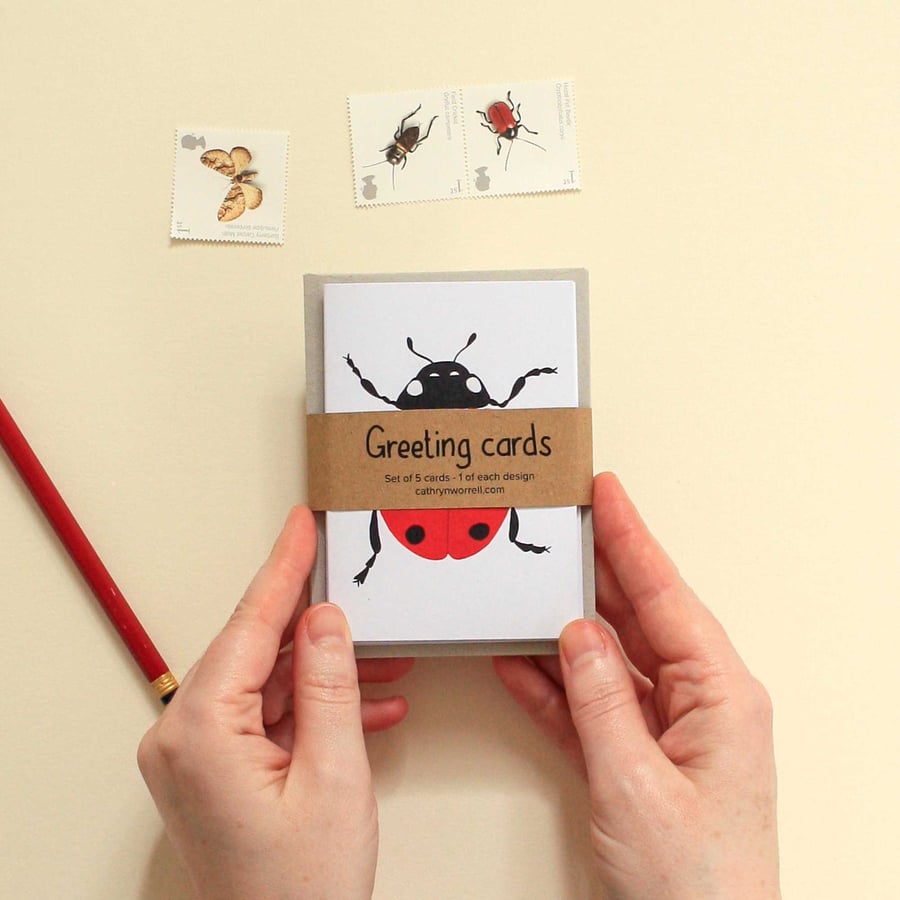 Little Garden Critters Greeting Cards - Set of 5 cards