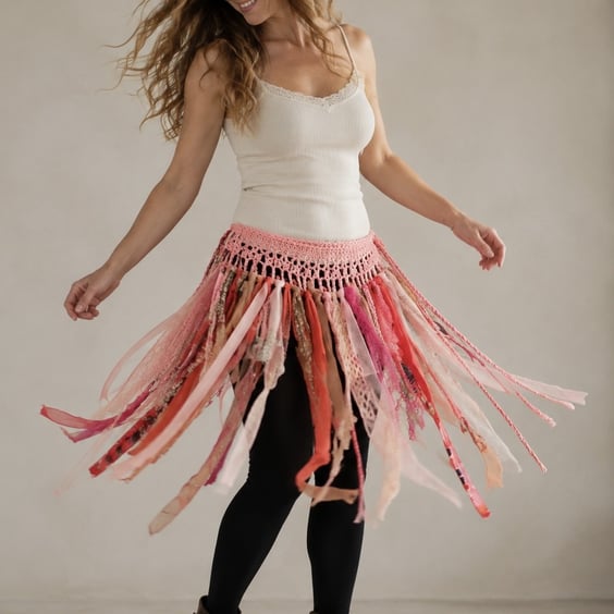 Boho Fairy Hippie Festival Fringe Belt Crochet Pattern PDF UK and US Terms