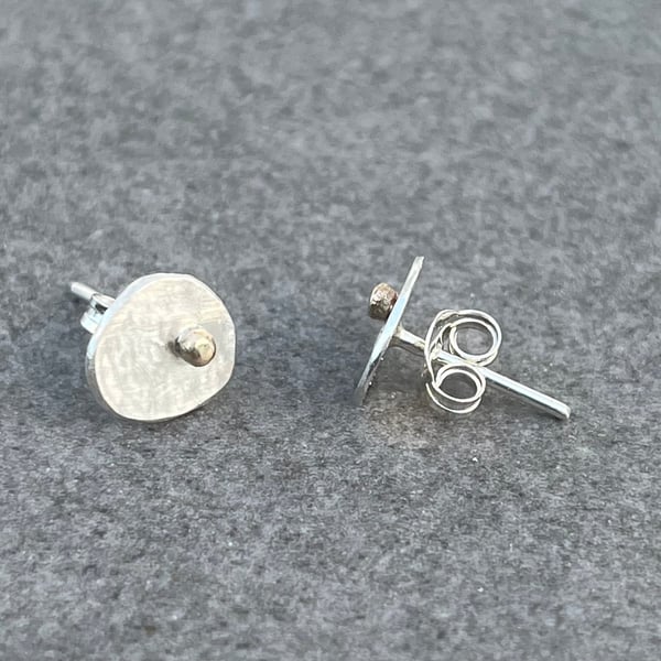 Stone Age Studs, Argentium silver studs, silver and gold studs, minimalist, 