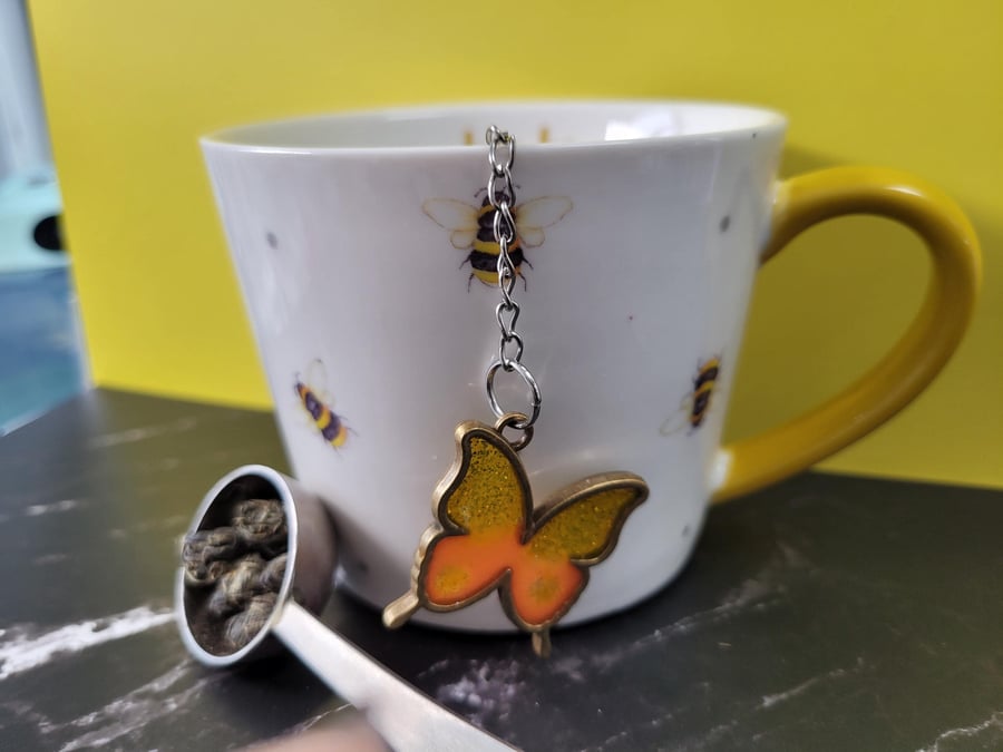 Tea Strainer With Resin Butterfly
