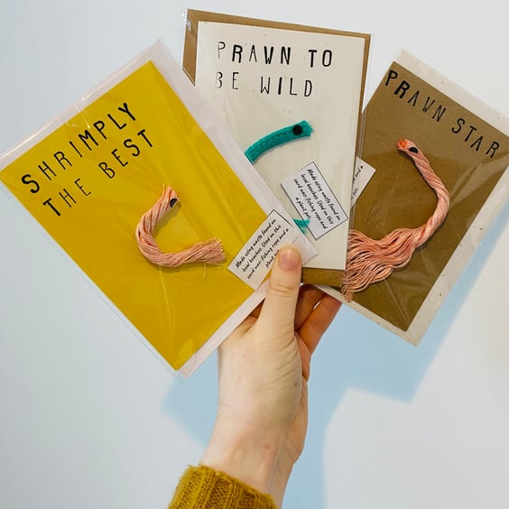 Beach Waste Greetings Cards set of 3 - Shrimps & Prawns