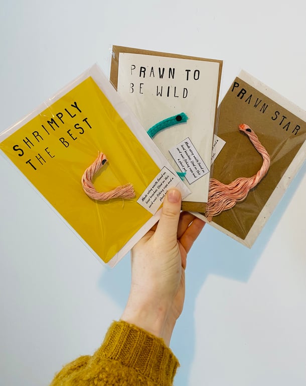 Beach Waste Greetings Cards set of 3 - Shrimps & Prawns