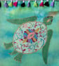 Tie dyed and hand painted tote with colourful turtle design  - Image 2