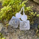Oxidised sterling silver and moonstone crescent moon earrings