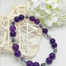 Rain Flower Agate & Amethyst Bracelet