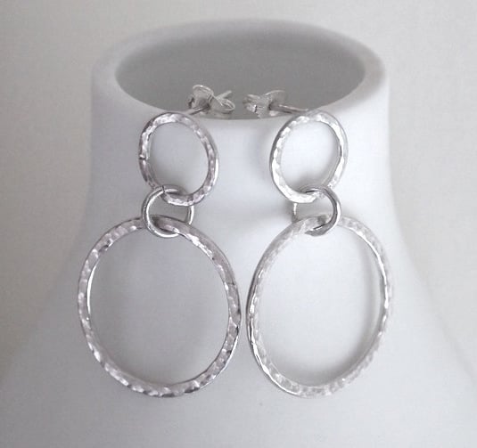 Sterling silver Hoop Earrings, silver hoop studs, Eco-friendly holiday jewellery