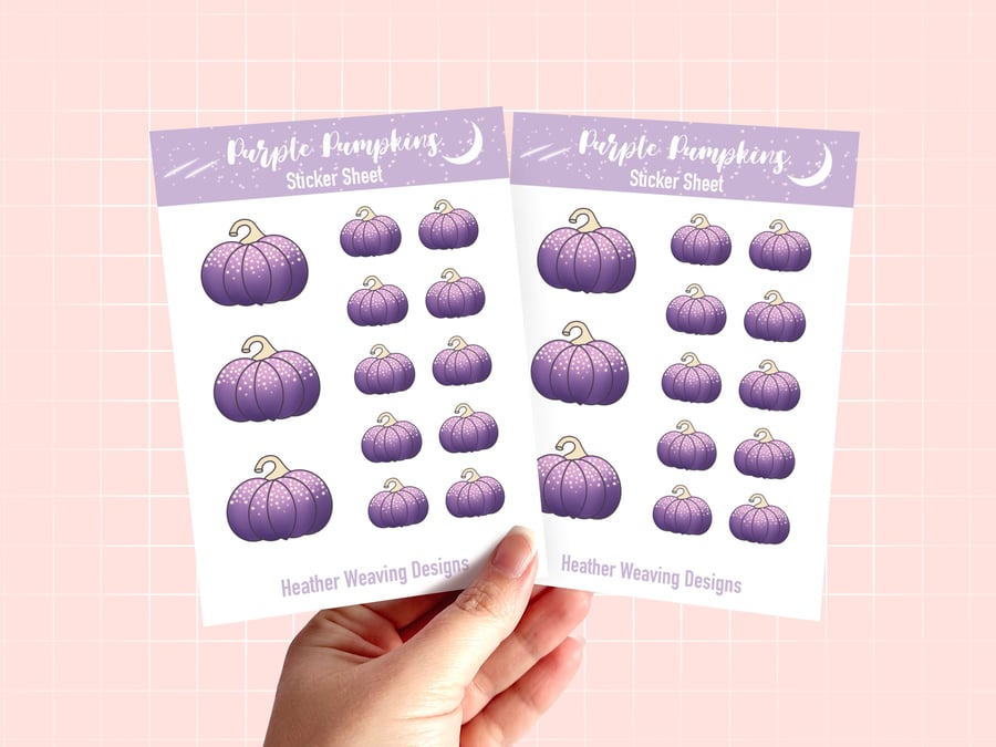 Purple Pumpkin Planner Sticker Sheets, Halloween Stickers.