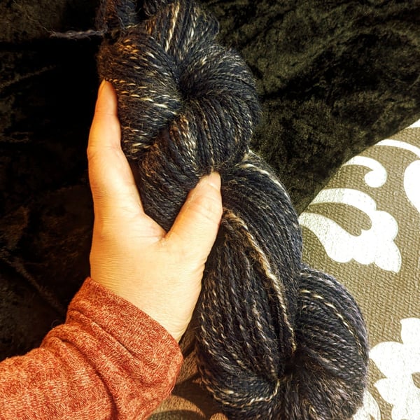 Midnight Seas hand spun yarn – wool blend - 290 yards