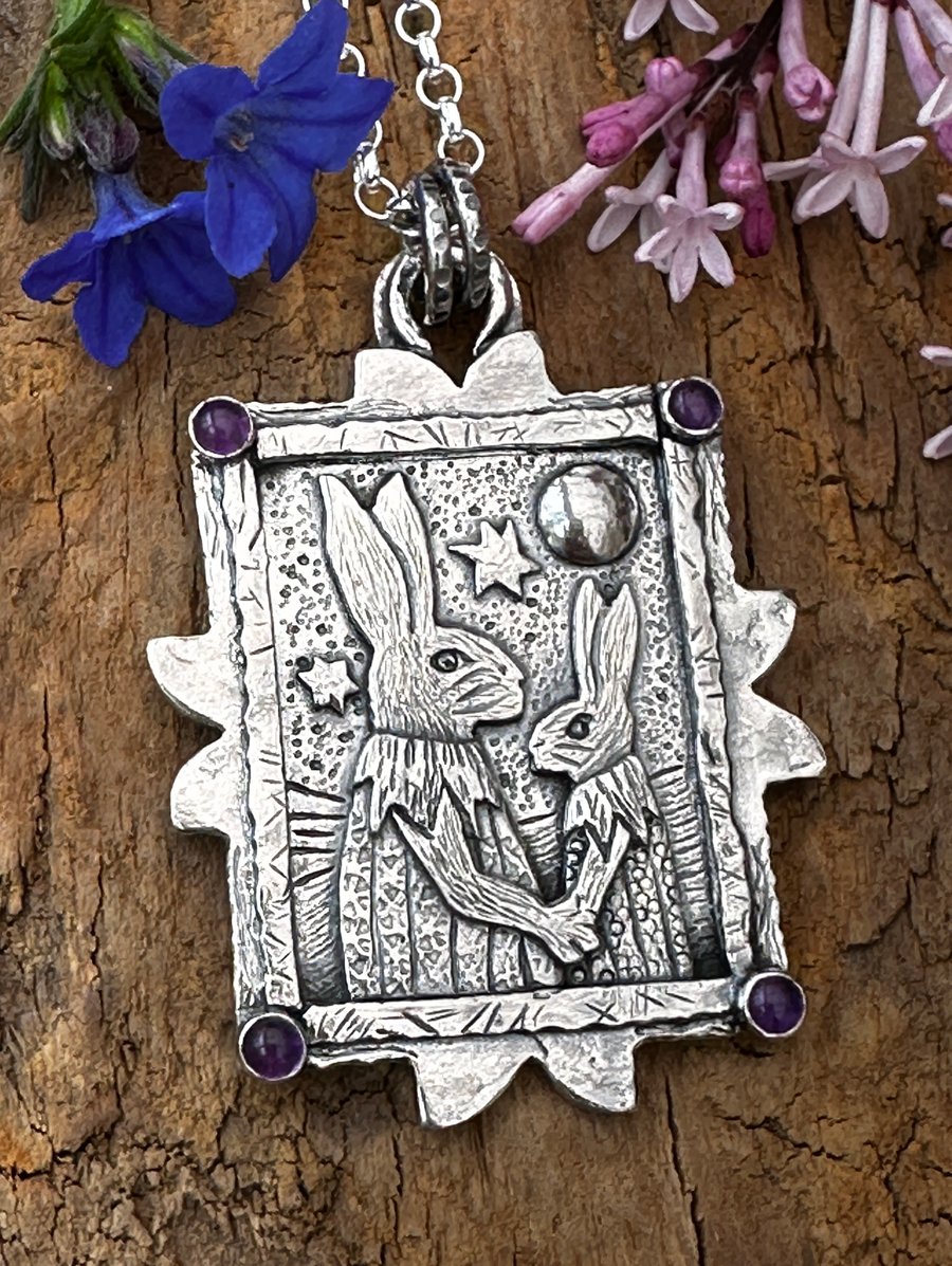 Now and Forever Hare Pendant with Amethyst