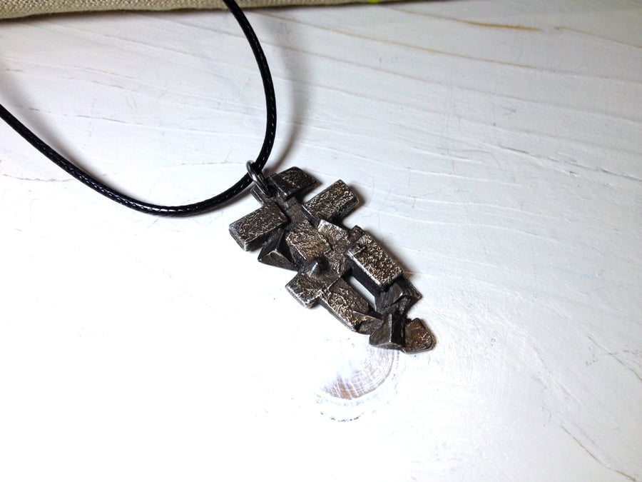 Cast Pewter Pendant on Cord. 