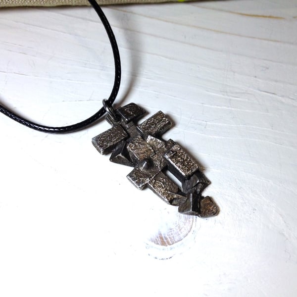 Cast Pewter Pendant on Cord. 