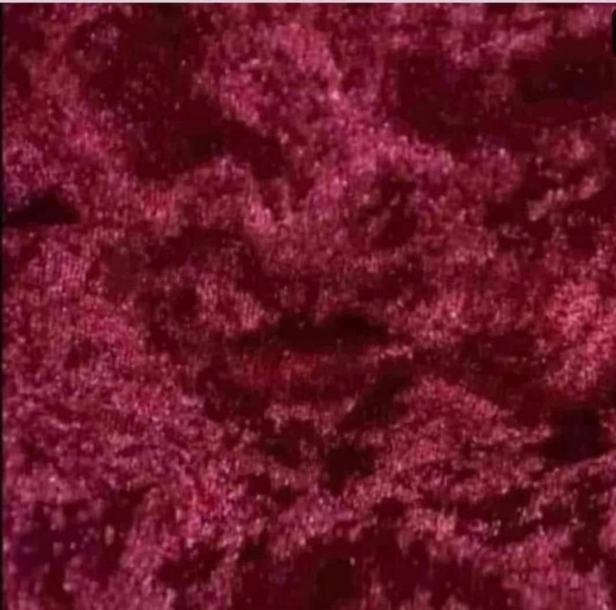 crushed velvet fabric material stretch soft burgandy wine dark red 1 metre