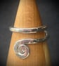 Unique Handmade Sterling Silver Single Spiral Ring with Hammered surface  - Image 1
