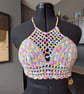 XS handmade crochet halter neck bralette top adjustable corset design