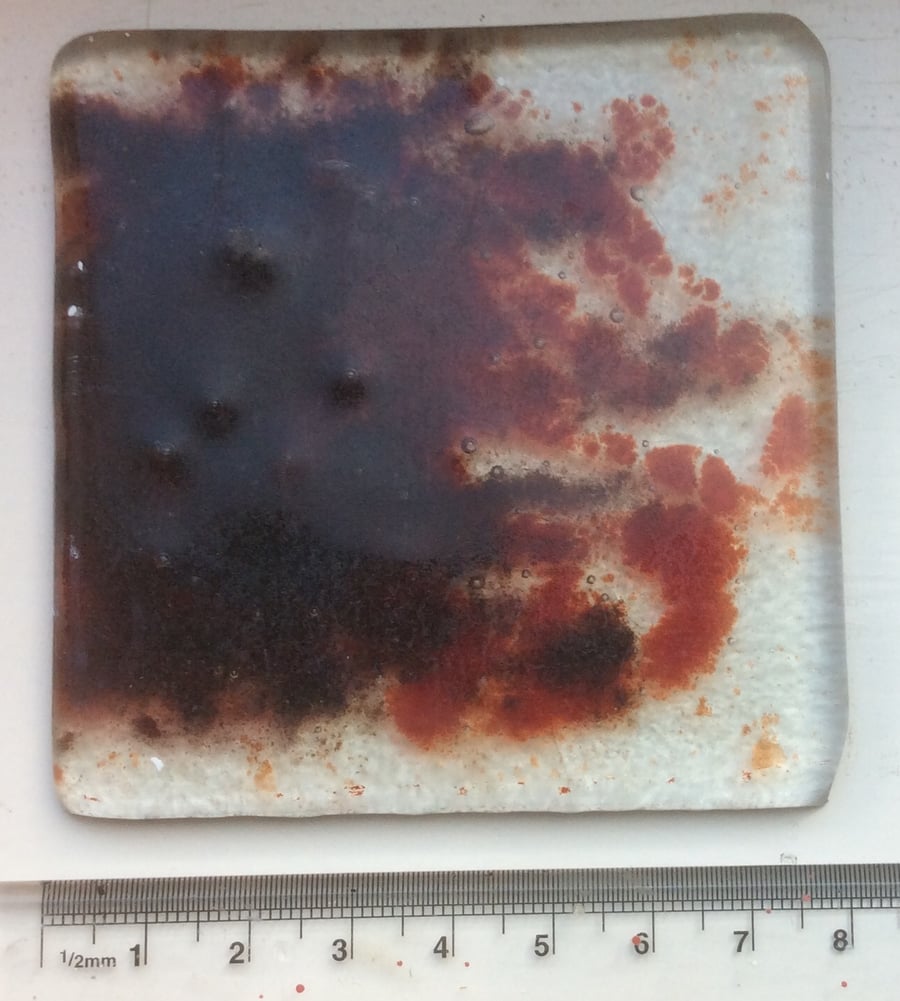 Fused Glass Marbled Tile or Coaster 