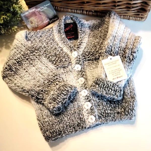 Designer Baby Boy's Super Soft Hand Knitted Cardigan  6 - 12 months size