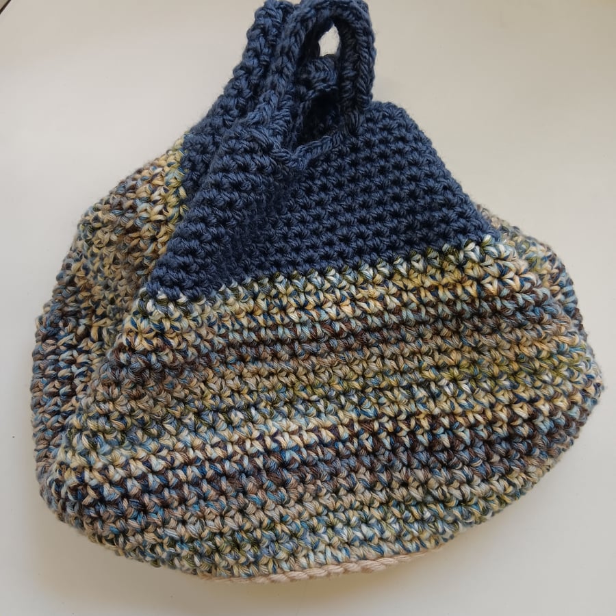 Crochet Basket Bag (Beach Blues) - holds so much!
