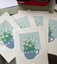 Snowdrops original reduction Lino print - Image 3