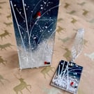 Handmade  winter scene glass tea light and tree decoration 