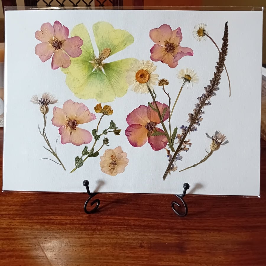 Handmade Pressed Flowers. Original Design. Unframed A4 size.