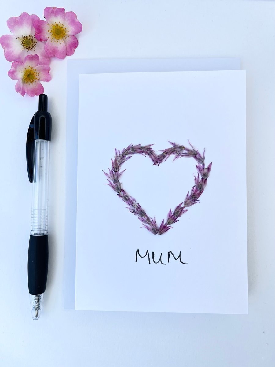 Real Pressed Flowers, Greeting Card, Chive Flowers Mother's Day, Birthday