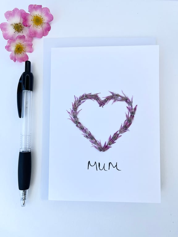 Real Pressed Flowers, Greeting Card, Chive Flowers Mother's Day, Birthday