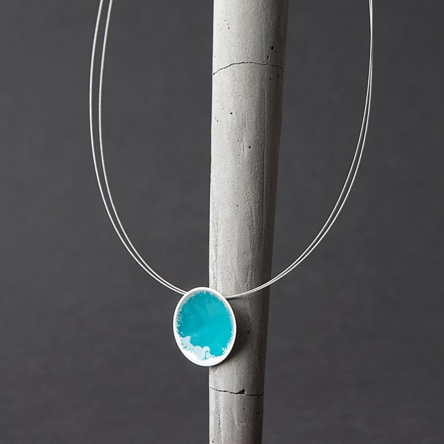 Sterling Silver Turquoise Circle Necklace