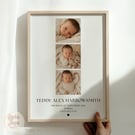 Personalised Baby Photo Print - Newborn Birth Stats - Nursery Wall Art Gift