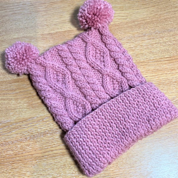 Child's teabag hat in pink age 12 - 18 months
