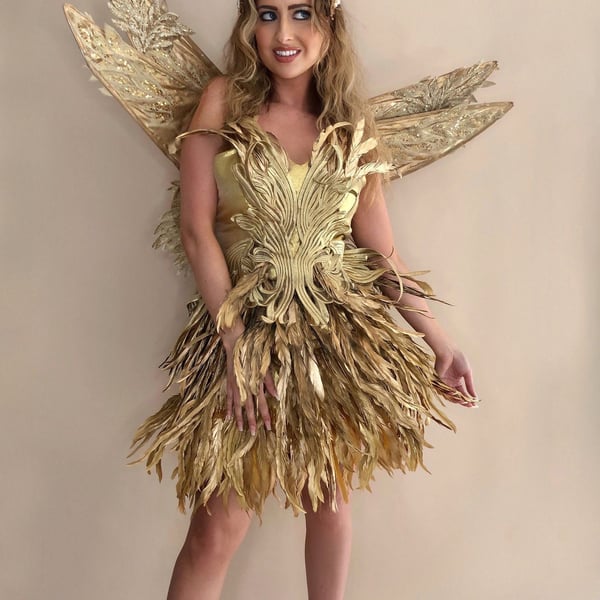 Gold Feather Forest Fairy Costume – Handmade in Liverpool