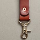 Leather Key Ring With Solid Brass Lobster Clip And Copper Saddle Rivet