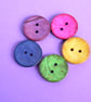 Large Bright and Bold Yellow Coconut Shell Buttons 3pk 30mm - Image 4