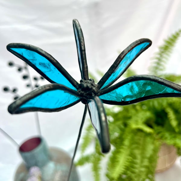 Stained Glass Flower - Handmade 3D Blue Clematis