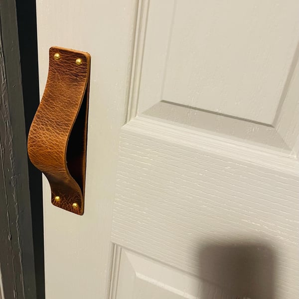 Thick Leather door handle leather genuine leather. Direct Screw In. Barn Door. S